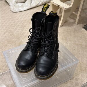 Black Dr. Martens Women's Boots Ankle High Black Combat Moto